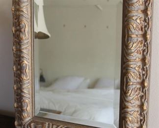 #54. $125.00. Mirror wood frame 19” X 16”