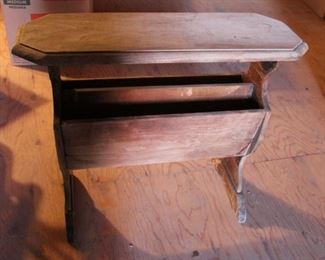 #69. $45.00 Magazine holder / side table 27.5”h X 32.5”w X 11.5”d