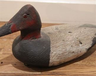 #72. $225.00. Carved Vintage duck decoy 7.5”h X 15.5”w X 5.5”d