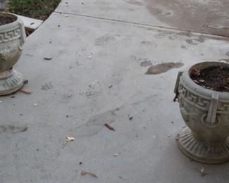 #88. $200.00. Pair concrete planter 12"h X 11"diameter