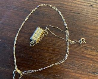 14K Gold Necklace and Charm