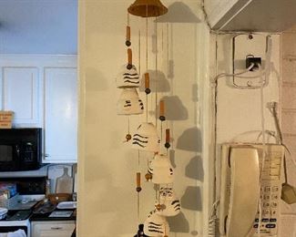 Southwestern Cat Themed Pottery Wind Chime