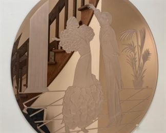 Etched glass mirror