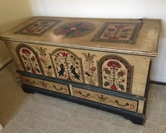 Painted Oversize Trunk with drawers on the bottom.