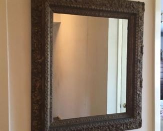 Wooden rectangular mirror.