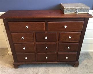 Full-size Apothecary style chest of drawers.