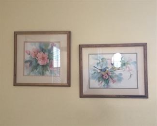 Floral watercolors signed by Carolyn shores Wright.