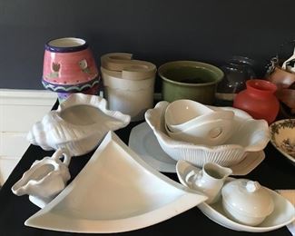 Collection of white dishes.