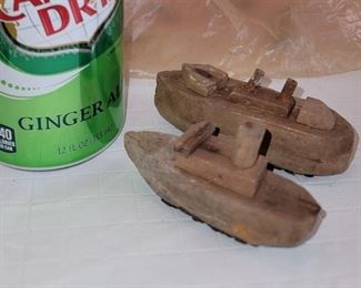 Hand made wood boats. Weighted bottoms. $10 for both