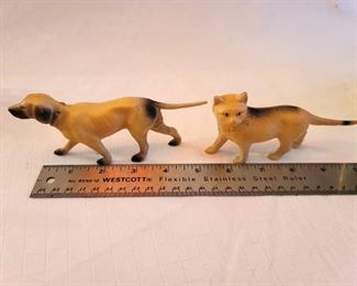 Vintage celluloid dog and cat figures 2/$4
