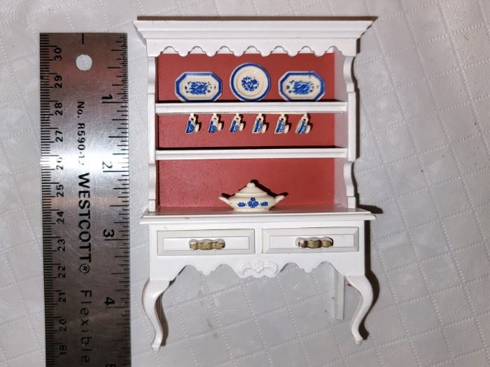 White painted wood dollhouse breakfront china cabinet $6