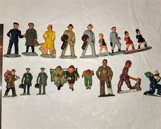 Vintage die cast people. $8 ea. or 2/$15 (soldier and bum are sold)