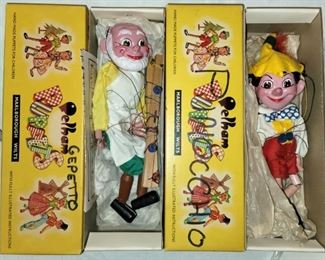 Vintage Pelham Puppets. Pinocchio and Gepetto. Hand Made in England. $75 for pair