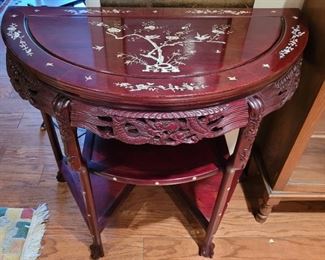 Carved inlaid mother of pearl entry table