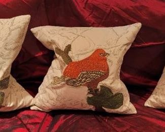 Hand stitched bird pillows