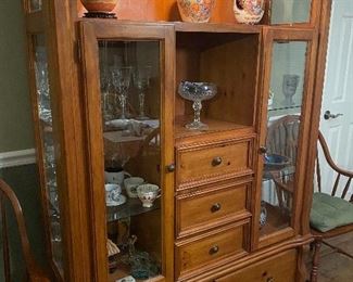 Lighted China cabinet with deep drawers $300
