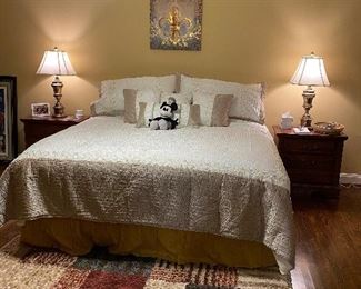 King bed frame with box spring and mattress $300