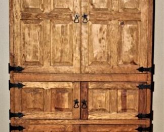 Large Pine 6-Door Entertainment Center.                        (79”H x 42”W x 27”D)