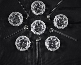 Vintage Crystal Salt Cellars with Spoons ,