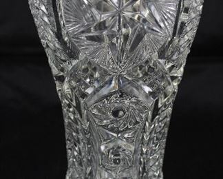 Press Cut Pattern Glass 9” Vase Flared Base 