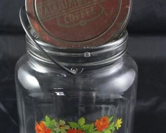 Depression Era Duncan’s Vacuum  Coffee Duraglass Decal Gallon Jar with Original Lid and Bail Handle