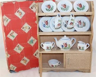 Vintage Made in Japan China Tea Set in Wooden Cabinet with original box. Cc.1950-60’s