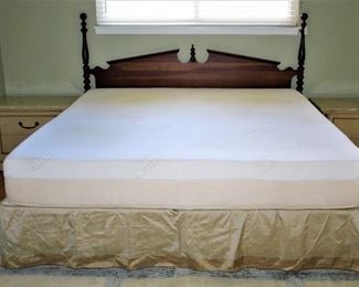 -King Size Cherry Headboard with Frame                                        -Bernhardt Mid-Century Mediterranean Style Blond Nightstands                                                                                                             -Outlast King Size Memory Foam Mattress