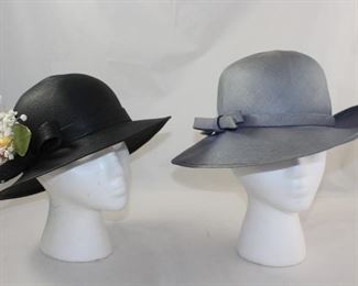 -Adolfo II NY -Paris Black Straw and Embellished.                                                                -Adolfo Realisties Periwinkle hat