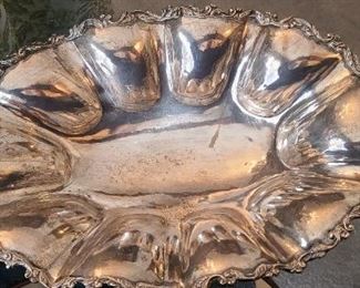Mexico Sterling Footed Bowl  17"long,  12" wide, 5" tall.  approx 55oz.