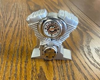 Harley Davidson 3" Pewter Replica of a TWIN CAM Engine Clock / Paperweight.