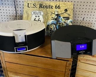 "Memorex" and a "PolkAudio" CD Player, Radio, Stereo, with Phone Docking Station