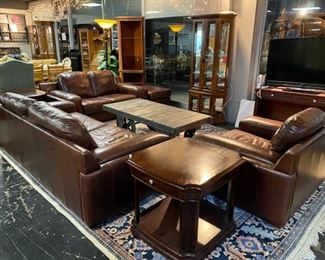UNITED LEATHER CO., 4-Piece Genuine Leather Furniture (Sofa, Loveseat, Oversized Chair, & Ottoman)