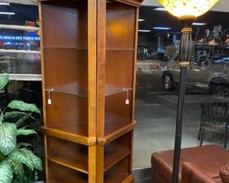 2 Custom Made, Solid Wooden, Corner Shelves with Glass & Wooden Shelving