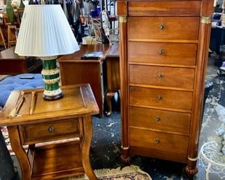 6-Drawer Solid Wooden Lingerie Chest and End Table