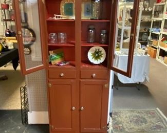 Antique Painted Small Kitchen Cabinet