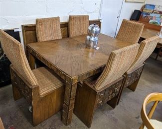 Lane Brutalist Table And 6 Chairs
