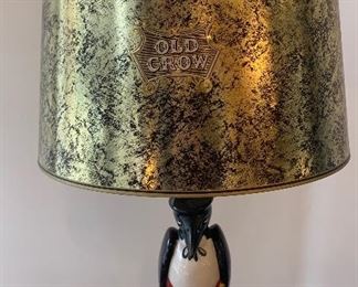 Vintage OLD CROW Kentucky Bourbon Bar Lamp w/original Lamp Shade