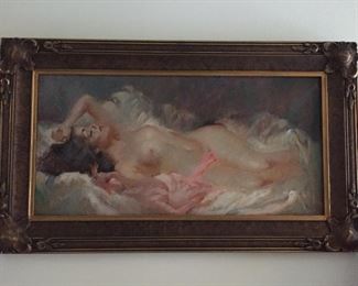 Available for pre-sale (714) 499-4199. Julian Ritter, 12 x 23 1/2, oil on masonite. Sold as a pair with previous painting, which was thought to be a study piece for this painting.