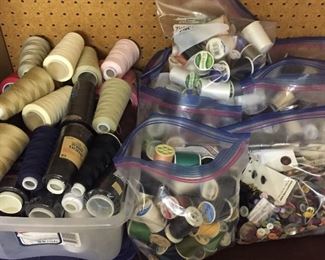 Thread, buttons, ribbon, yarn , beads, patterns  and more.