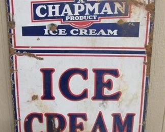 20" x 28" Porcelain Double Sided Chapman Ice Cream Sign