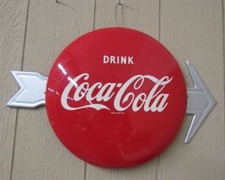 16" Metal Coke Button Arrow Sign