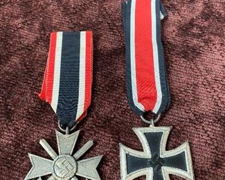 Nazi/German Iron Cross and Veterans Medal with Ribbons