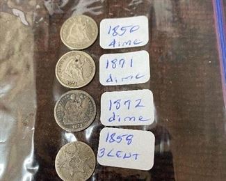 Seated Dimes and 3 Cent Piece