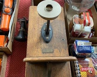 Oak Wall Telephone and Ringer Box