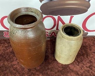 Pottery Churn and Wax Seal Jar