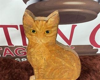 Folk Art Painted Cat(Signed)