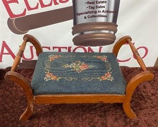 Victorian Needlepoint Foot Stool