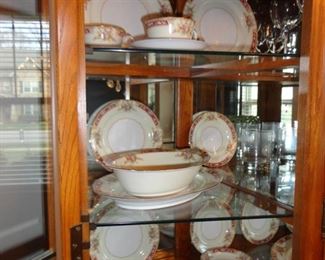 12 piece setting of Noritake "Red Lace" China from the 1940's