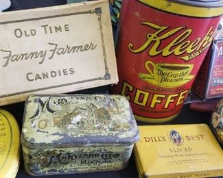antique packaging, tins