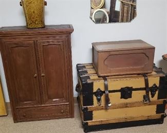 vintage trunk, side tables